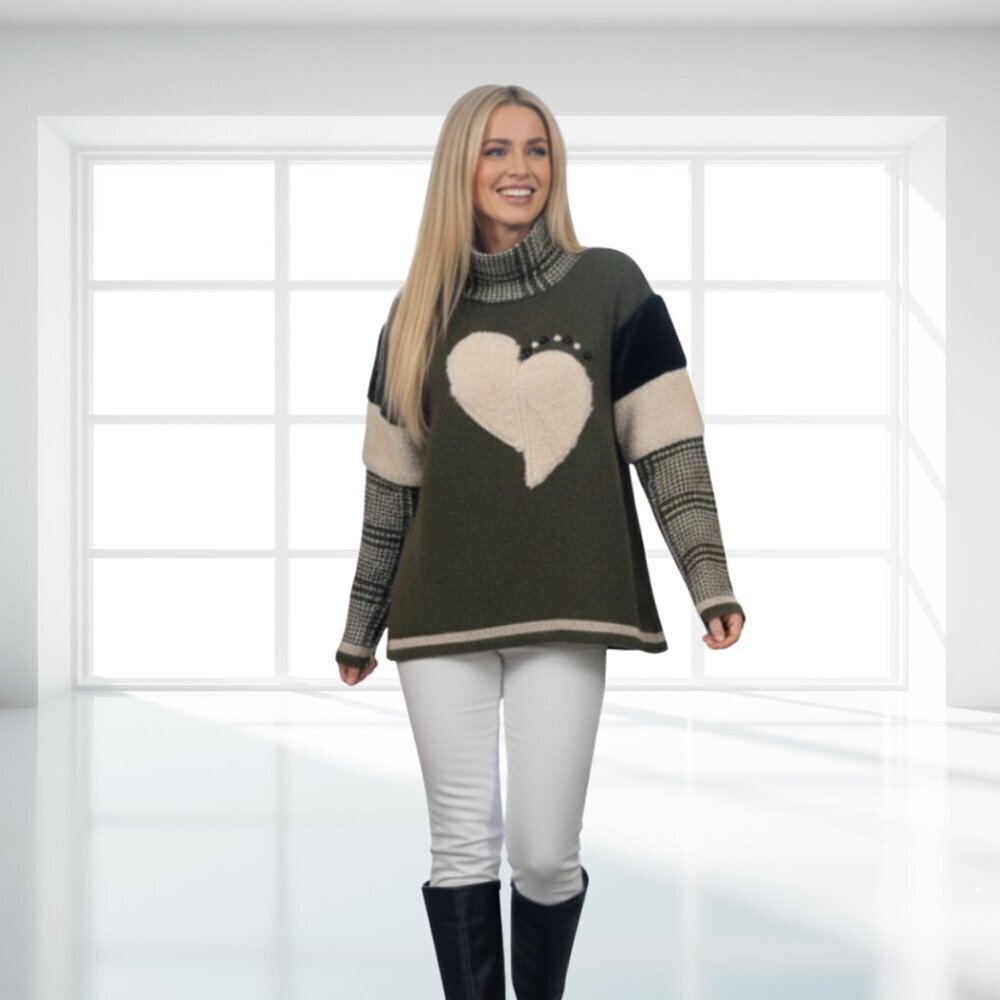 NWT Sorriso Made in Italy Heart Sweater XS | Wool Blend | Unique Textured Sleeve